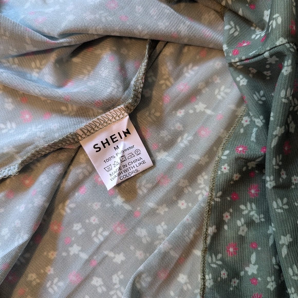 Ditsy Floral 🌺 Flowers Sheer Mesh Olive Tank Top Med - Picture 6 of 6